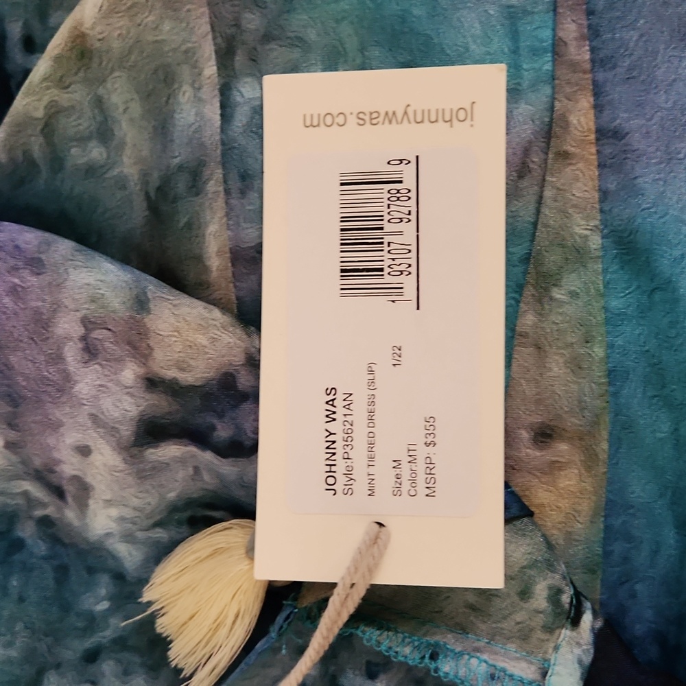Nwt Johnny Was Mint Tiered Silk Maxi Dress - Picture 15 of 15